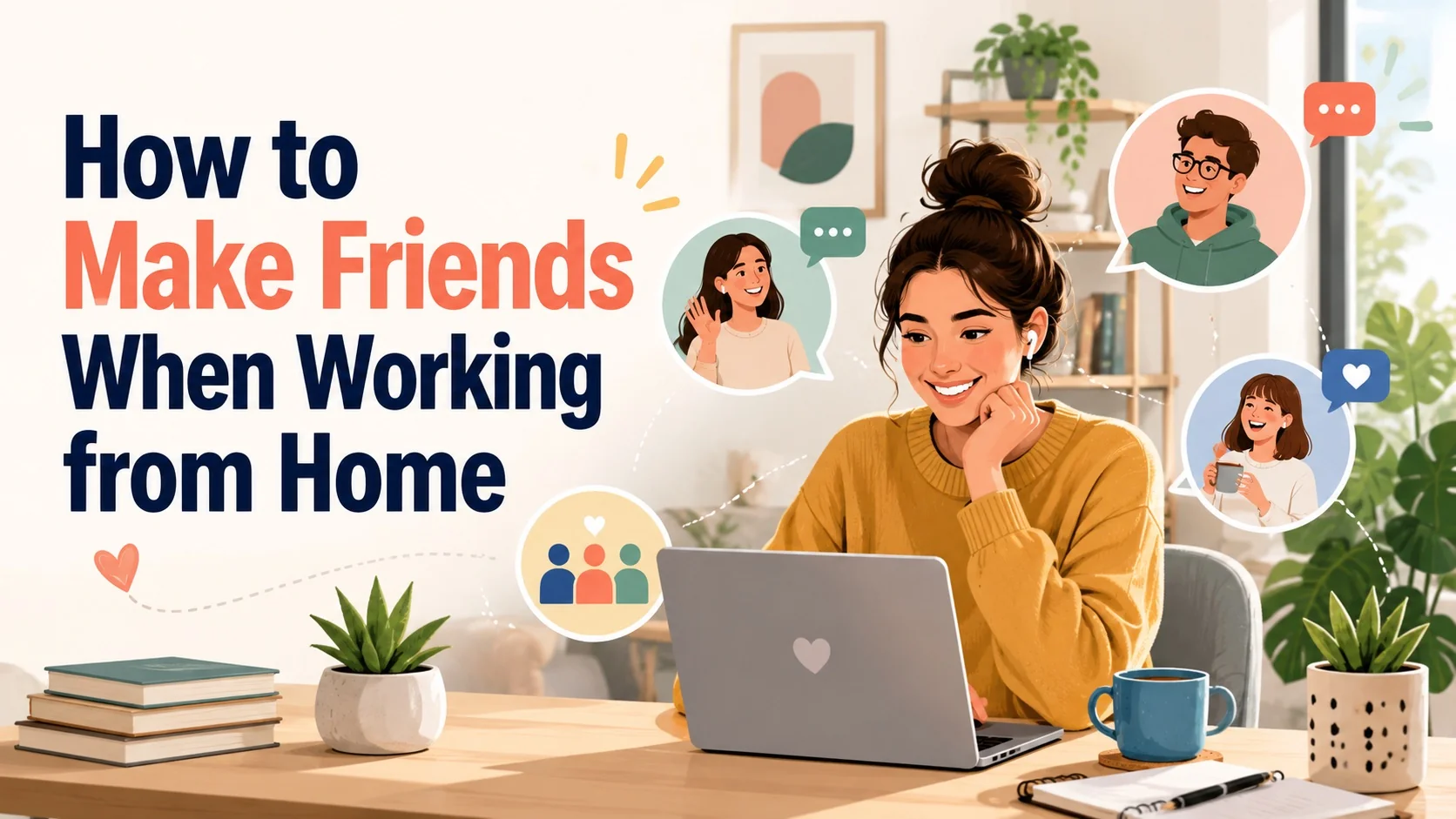 Remote worker making friends while working from home